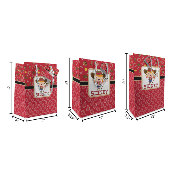 Red Western Gift Bags - All Sizes - Dimensions