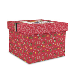 Red Western Gift Box with Lid - Canvas Wrapped - Medium (Personalized)