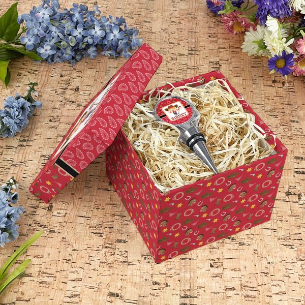 Red Western Gift Boxes with Lid - Canvas Wrapped - Medium - In Context