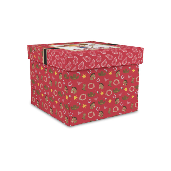 Custom Red Western Gift Box with Lid - Canvas Wrapped - Small (Personalized)