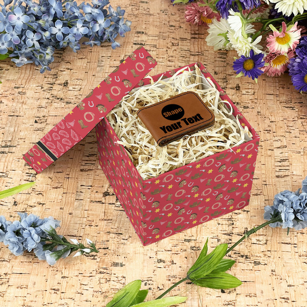 Red Western Gift Boxes with Lid - Canvas Wrapped - Small - In Context