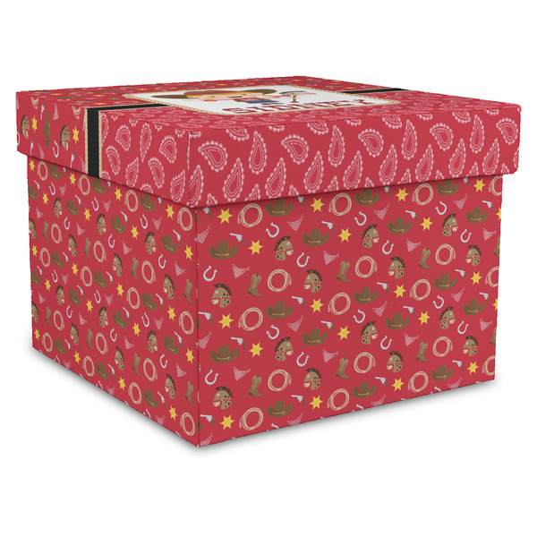 Custom Red Western Gift Box with Lid - Canvas Wrapped - X-Large (Personalized)