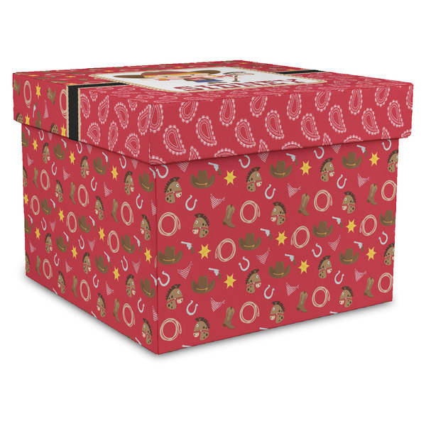 Custom Red Western Gift Box with Lid - Canvas Wrapped - XX-Large (Personalized)