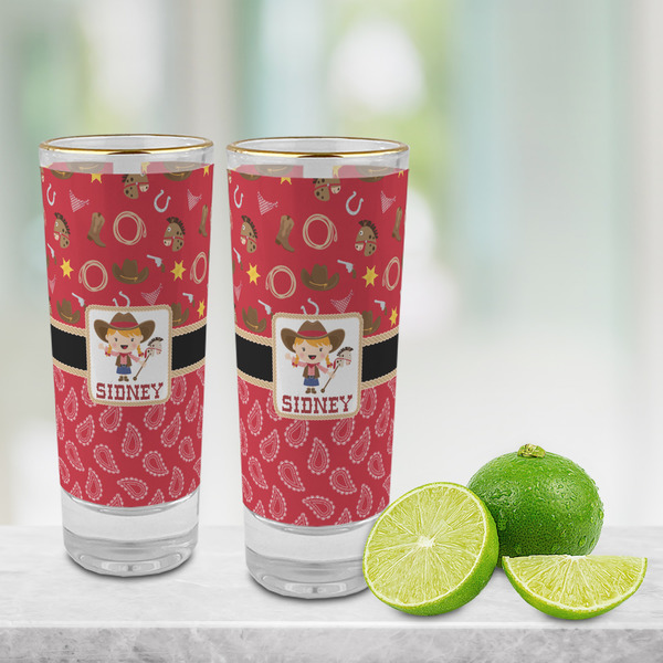 Red Western Glass Shot Glass - 2 oz - LIFESTYLE