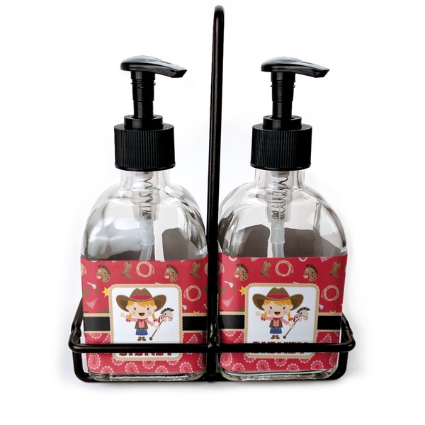 Custom Red Western Glass Soap & Lotion Bottles (Personalized)