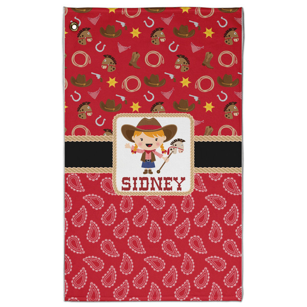 Custom Red Western Golf Towel - Poly-Cotton Blend w/ Name or Text