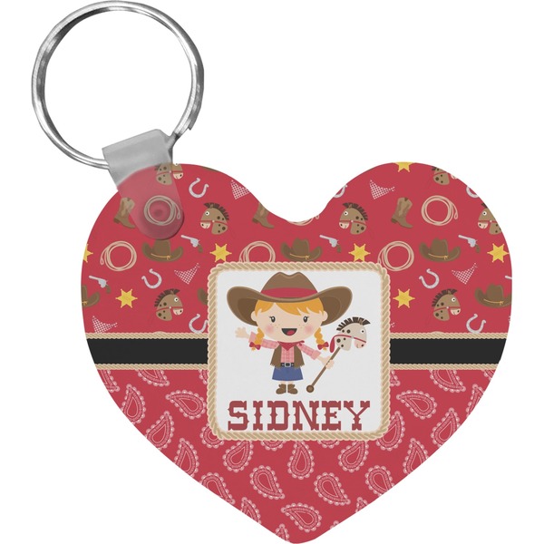 Custom Red Western Heart Plastic Keychain w/ Name or Text