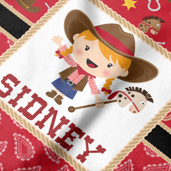 Red Western Hooded Baby Towel- Detail Close Up