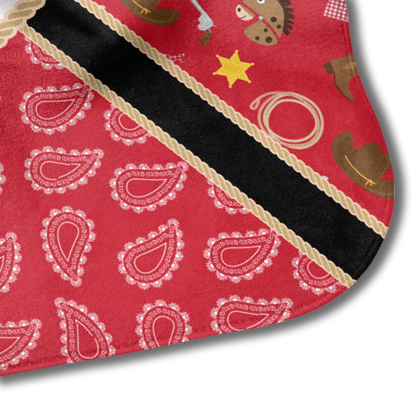 Red Western Hooded Baby Towel- Detail Corner
