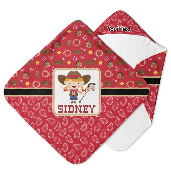 Custom Red Western Hooded Baby Towel (Personalized)