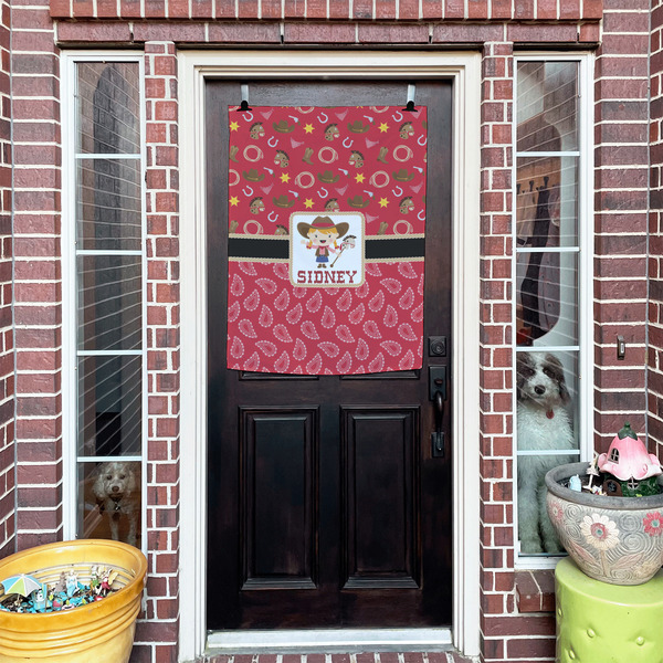 Red Western House Flags - Double Sided - (Over the door) LIFESTYLE