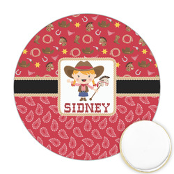Red Western Printed Cookie Topper - Round (Personalized)