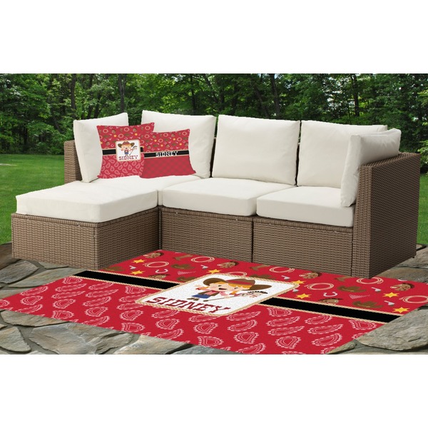 Red Western Outdoor Mat & Cushions