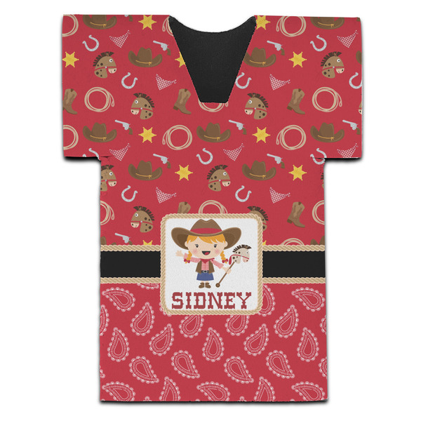 Red Western Jersey Bottle Cooler - Set of 4 - FRONT (flat)