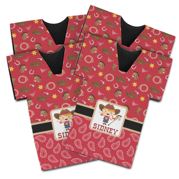 Red Western Jersey Bottle Cooler - Set of 4 - MAIN (flat)