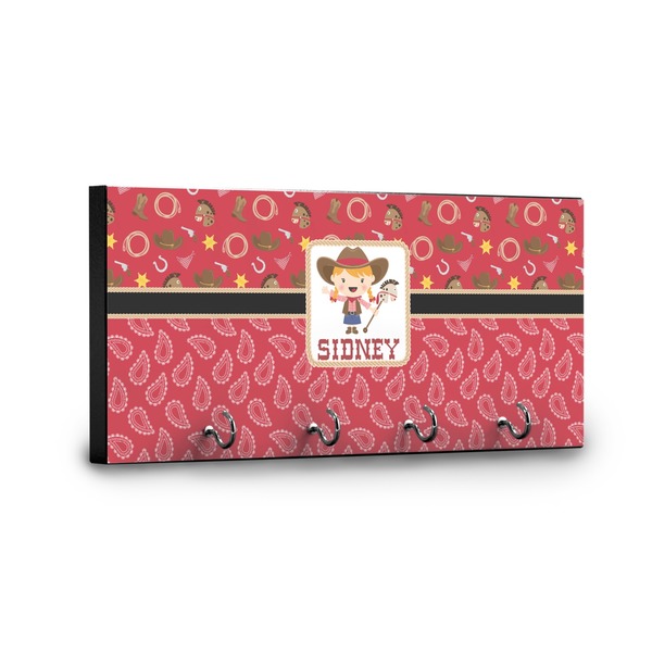 Red Western Key Hanger - Front View with Hooks