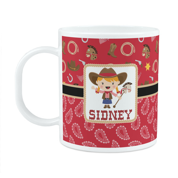 Custom Red Western Plastic Kids Mug (Personalized)