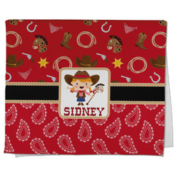 Red Western Kitchen Towel - Poly Cotton w/ Name or Text