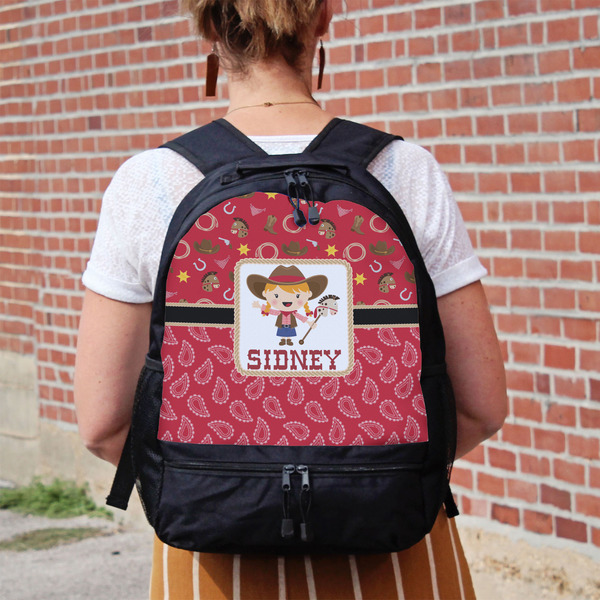 Red Western Large Backpack - Black - On Back