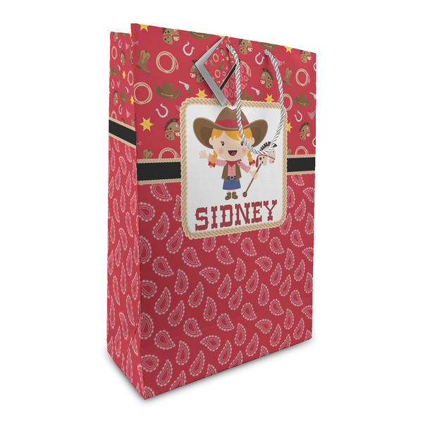 Custom Red Western Large Gift Bag (Personalized)