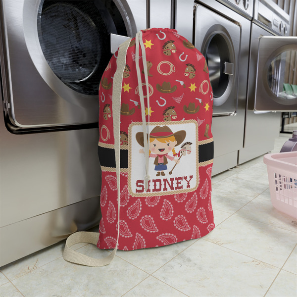 Red Western Large Laundry Bag - In Context
