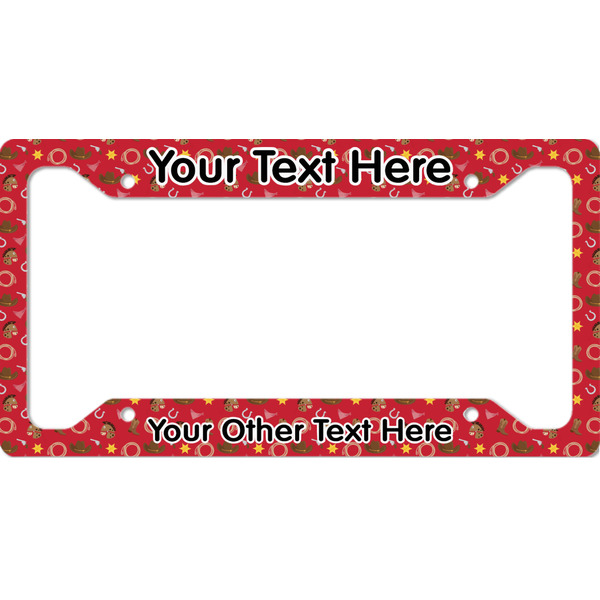 Custom Red Western License Plate Frame - Style A (Personalized)