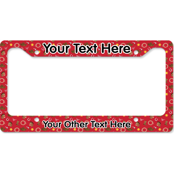 Custom Red Western License Plate Frame - Style B (Personalized)