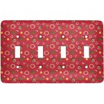Red Western Light Switch Cover (4 Toggle Plate)