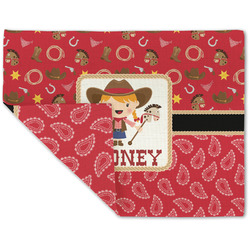 Red Western Double-Sided Linen Placemat - Single w/ Name or Text