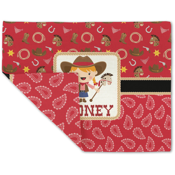 Custom Red Western Double-Sided Linen Placemat - Single w/ Name or Text