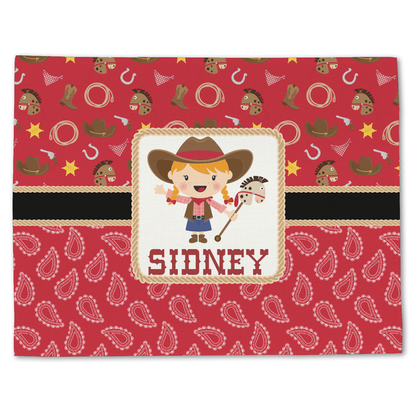 Custom Red Western Single-Sided Linen Placemat - Single w/ Name or Text