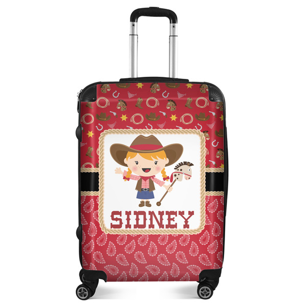 Custom Red Western Suitcase - 24" Medium - Checked (Personalized)