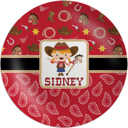 Red Western Melamine Plate (Personalized)