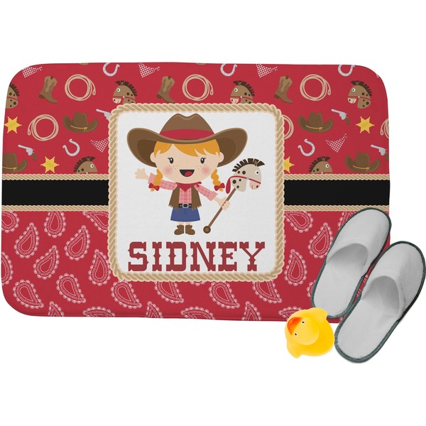 Custom Red Western Memory Foam Bath Mat - 34"x21" (Personalized)