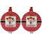 Red Western Metal Ball Ornament - Front and Back