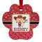 Red Western Metal Paw Ornament - Front