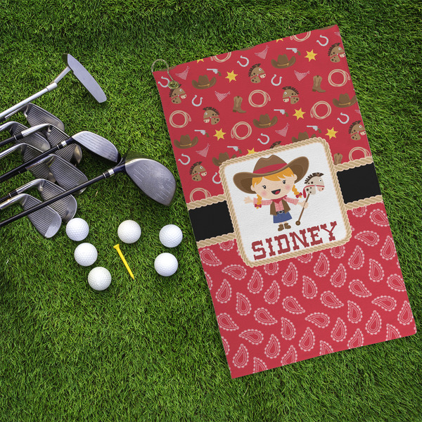Red Western Microfiber Golf Towels - LIFESTYLE