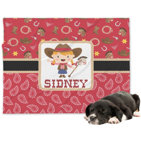 Custom Red Western Dog Blanket - Large (Personalized)