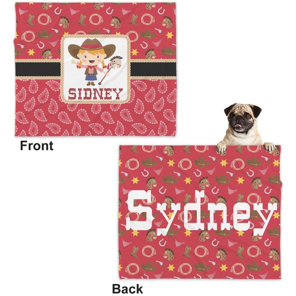 Red Western Microfleece Dog Blanket - Large- Front & Back