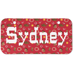Red Western Mini/Bicycle License Plate (2 Holes) (Personalized)
