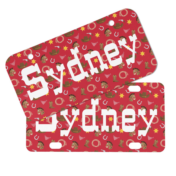 Red Western Mini License Plates - MAIN (4 and 2 Holes)
