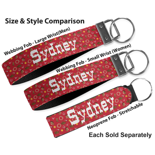 Red Western Multiple Key Ring comparison sizes