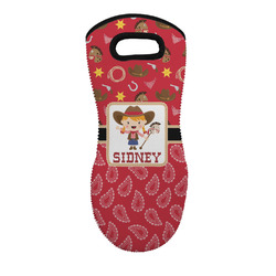 Red Western Neoprene Oven Mitt - Single w/ Name or Text