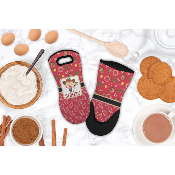 Red Western Neoprene Oven Mitt - Lifestyle Image