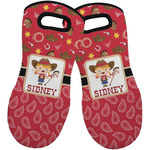 Red Western Neoprene Oven Mitts - Set of 2 w/ Name or Text