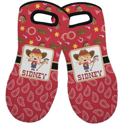 Red Western Neoprene Oven Mitts - Set of 2 w/ Name or Text