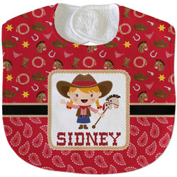 Red Western Velour Baby Bib w/ Name or Text