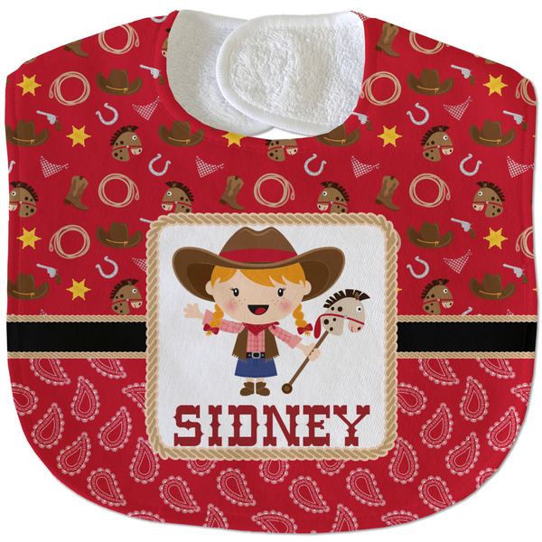 Custom Red Western Velour Baby Bib w/ Name or Text