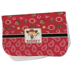 Red Western Burp Cloth - Fleece w/ Name or Text