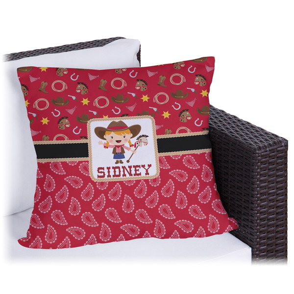 Custom Red Western Outdoor Pillow - 20" (Personalized)